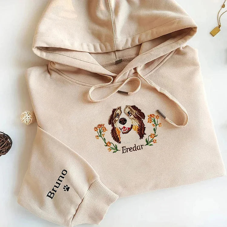 Personalized Pet Portrait Embroidery Sweatshirt Hoodie T-shirt