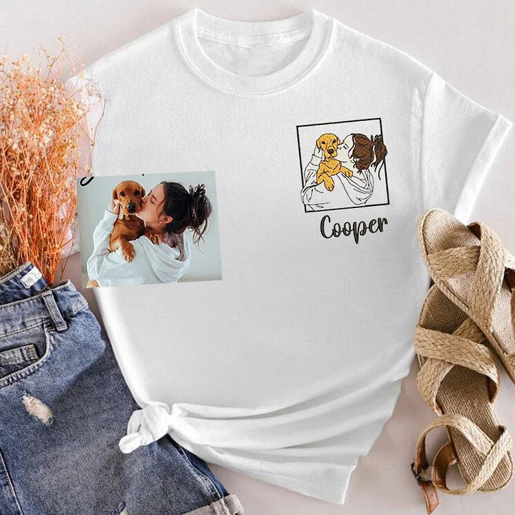 Personalized Dog Hoodie with Portrait from Photo, Embroidered Pet's Photo Sweatshirt