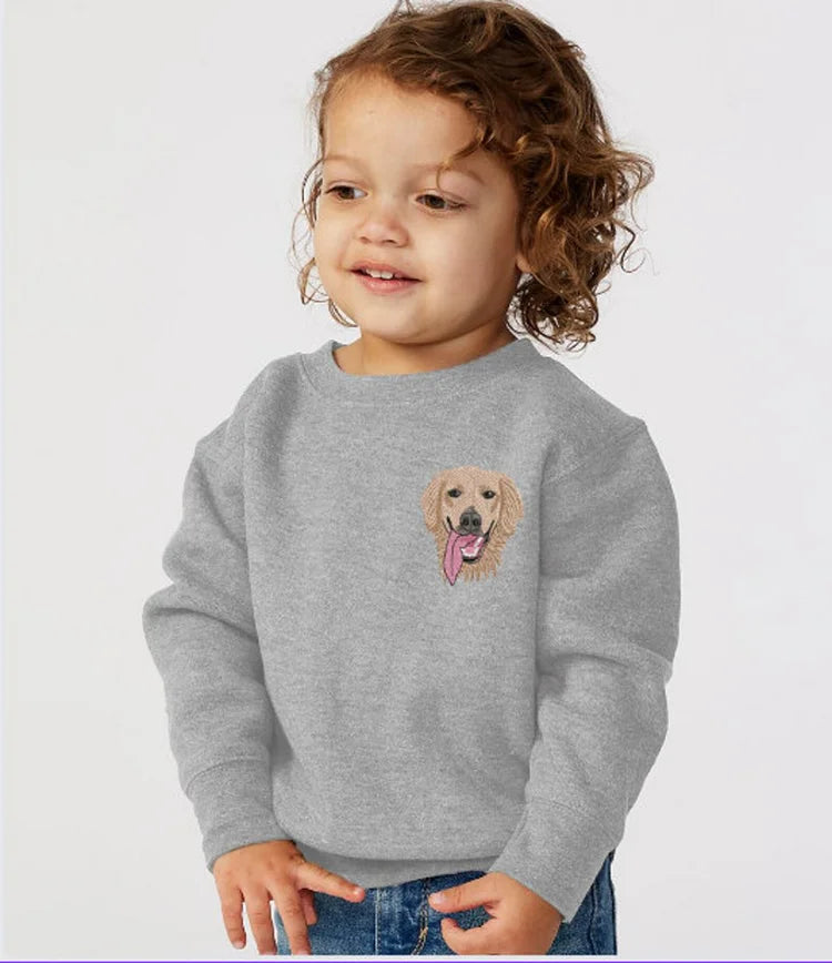 Custom Embroidered Pet Sweatshirt for Kids, Dog Embroidery, Personalized Kids Sweatshirt