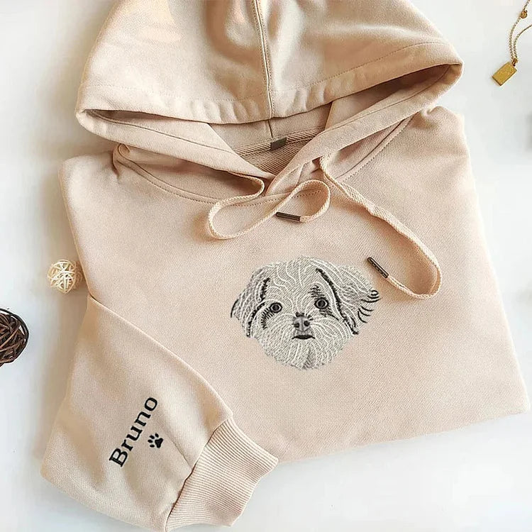 Custom EMBROIDERED Pet Sweatshirt, Pet Face Embroidery T-shirt Hoodie