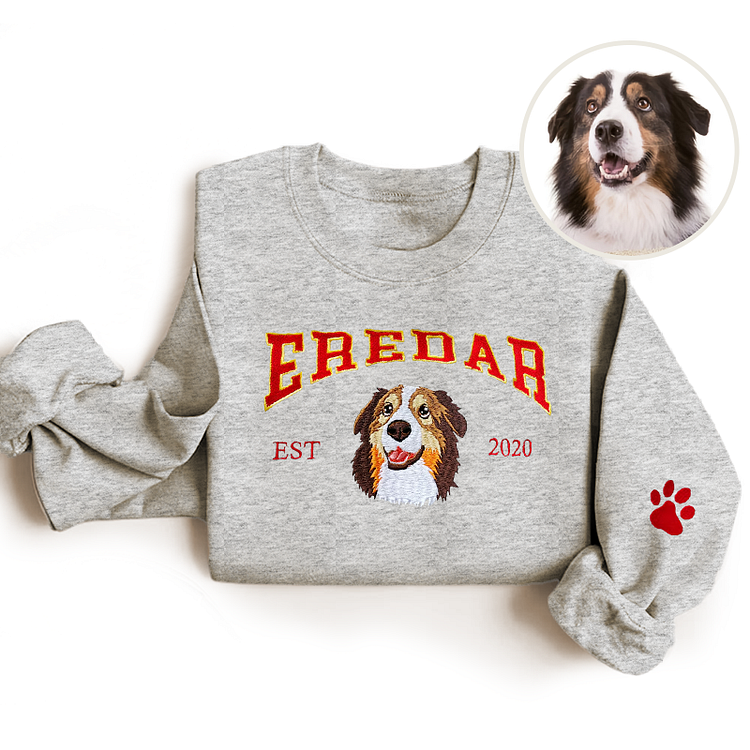 Custom Dog Hoodie Embroidered Dog Name, Personalized Pet Face Sweatshirt