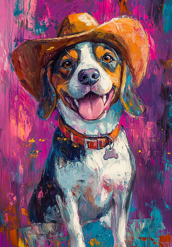 CowBoy Pet Texture Canvas