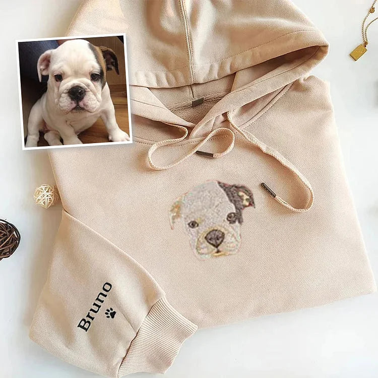 Personalized Pet Portrait Embroidery Sweatshirt Hoodie