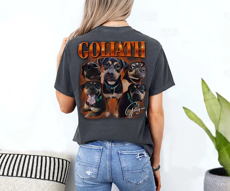 Custom Vintage Pet Photo Printed On Backside Of T-Shirt Sweatshirt Hoodie