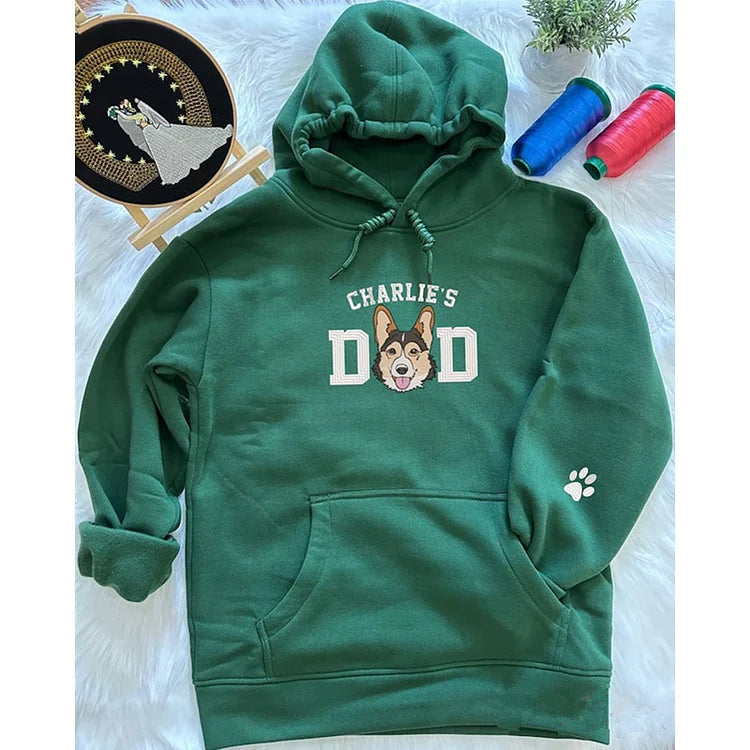 Personalized Embroidered Dog Dad Sweatshirt From Photo- Custom Dog Portrait Embroidered Hoodie