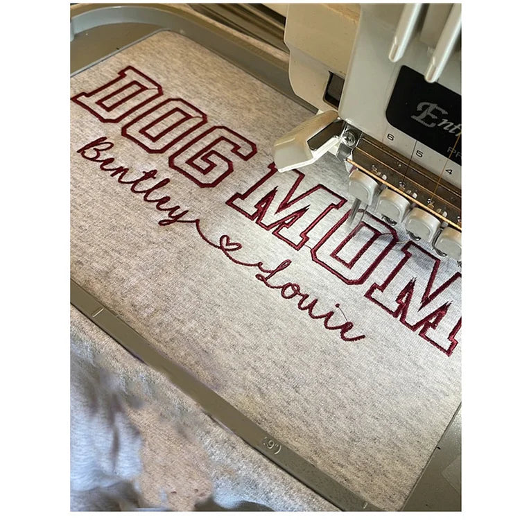 Dog Mom Custom Pet Portrait Sweatshirt Embroidered Hoodie