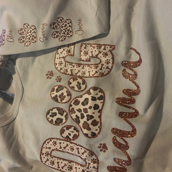 Personalized Leopard Dog Mama Sweatshirt With Dog Names
