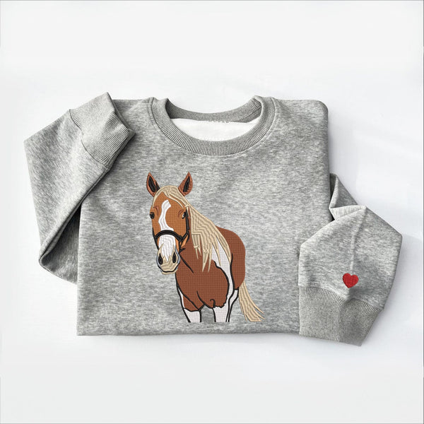 Personalized Embroidered Pet Portrait Sweatshirt Hoodie Gift for Horse Pet Lovers