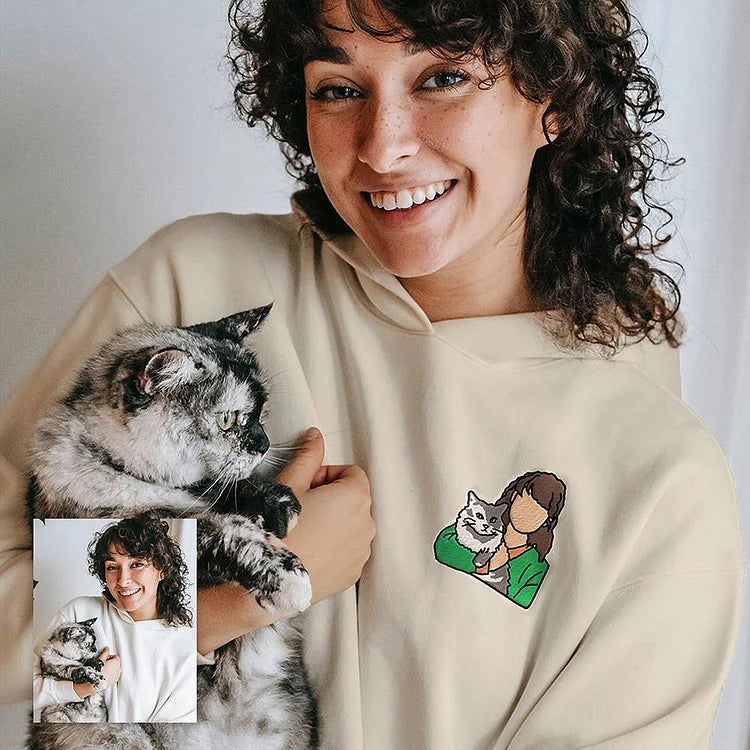 Custom Embroidered Pet From Your Photo Sweatshirt Hoodie T-shirt