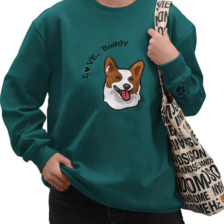 Custom Embroidered Pet Sweatshirt, Dog Face Embroidered Sweatshirt From Photo Hoodie T-shirt