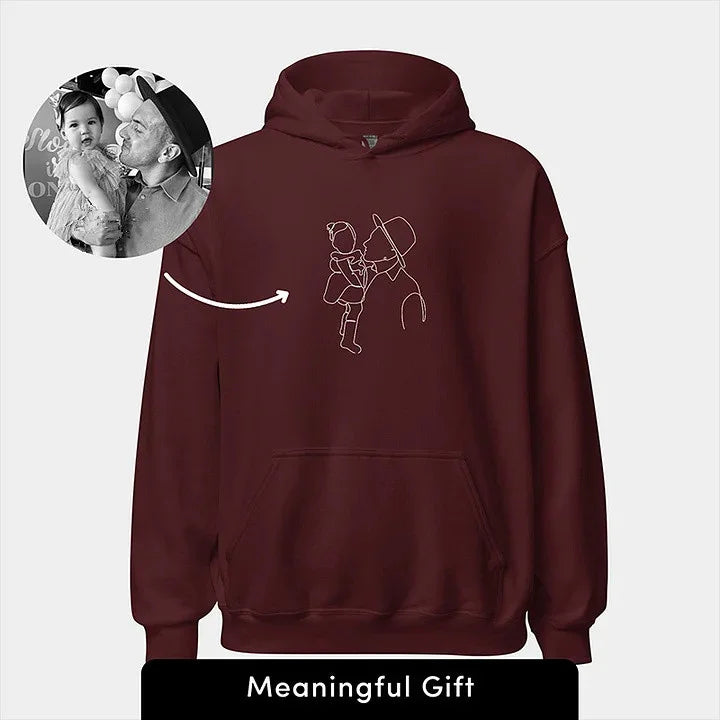 Custom Pet Photo Outline Embroidered Hoodie Crewneck T-shirt