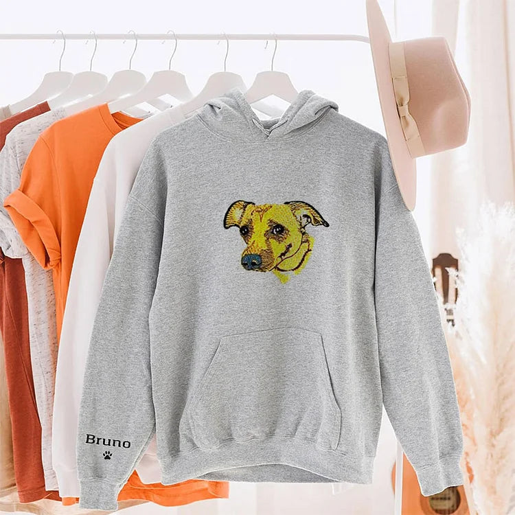 Custom Pet Sweatshirt with Photo, Personalized Pet Portrait Sweatshirt, Pet Face Embroidery