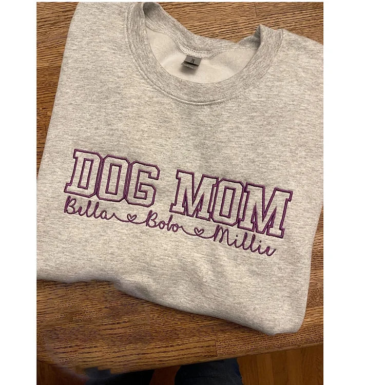 Dog Mom Custom Pet Portrait Sweatshirt Embroidered Hoodie