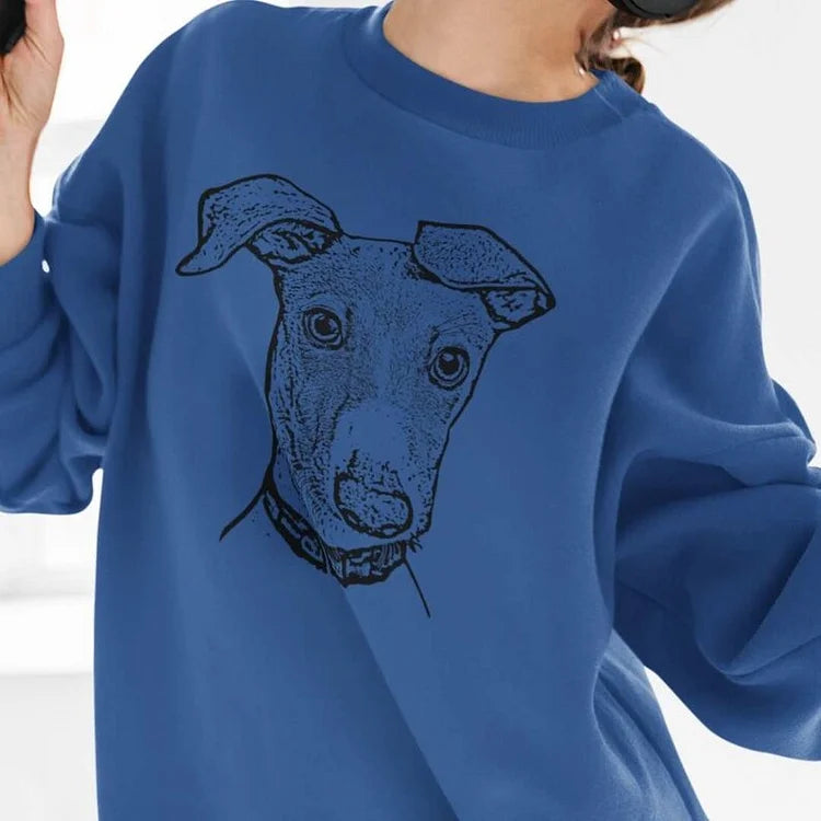 Custom Pet Pen Art Portrait T-shirt Sweatshirt Hoodie Pet Face Print Shirt