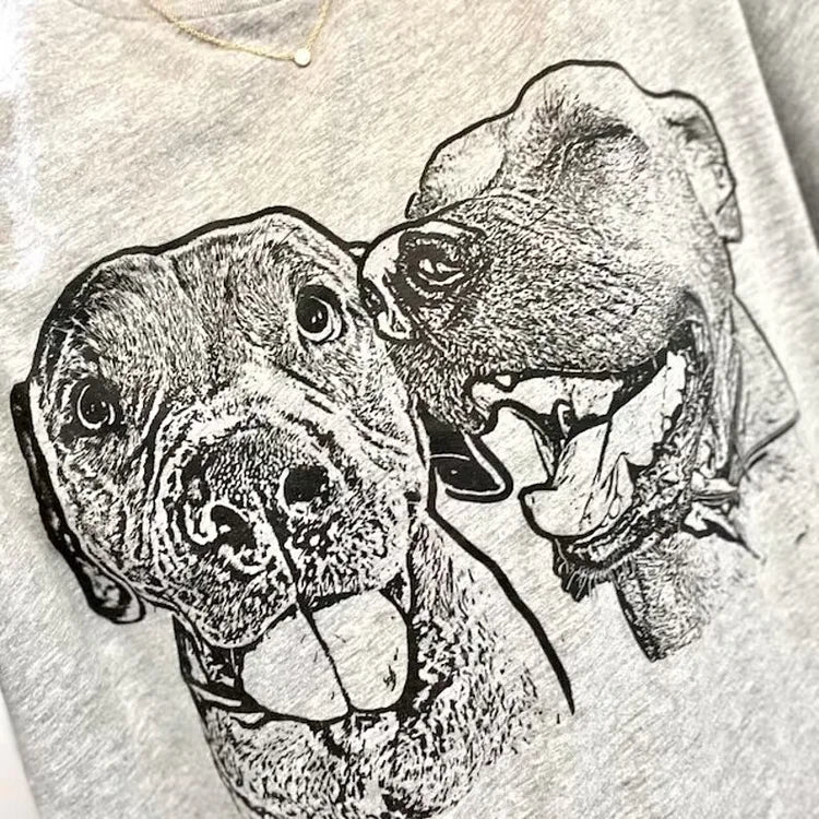 Custom Pet Pen Art Portrait T-shirt Sweatshirt Hoodie Pet Face Print Shirt