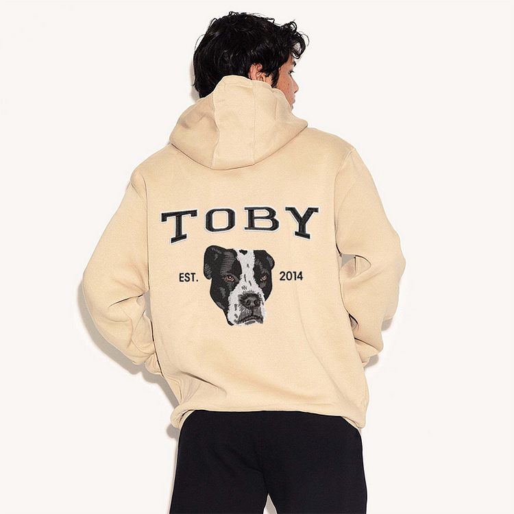 Personalized Embroidered Sweatshirt with Pets Name on Back of Sweatshirt