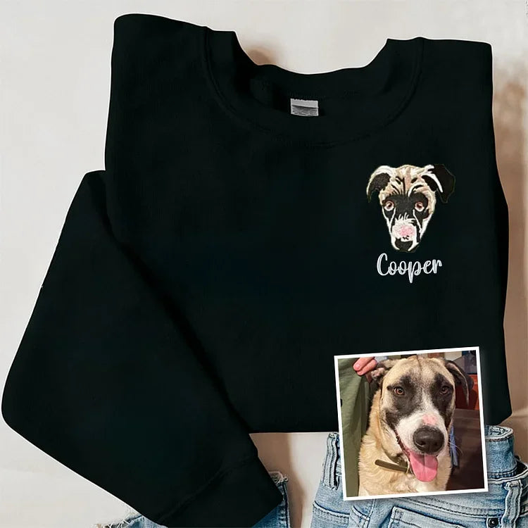 Personalized Pet Portrait Embroidered Sweatshirt