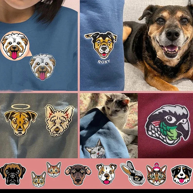 Personalized Embroidered Pet Sweater - Cartoon