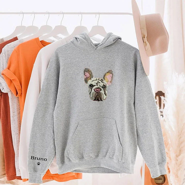 Personalized Pet Embroidery Sweater Pet Portrait Embroidered Hoodie Unisex Pullover