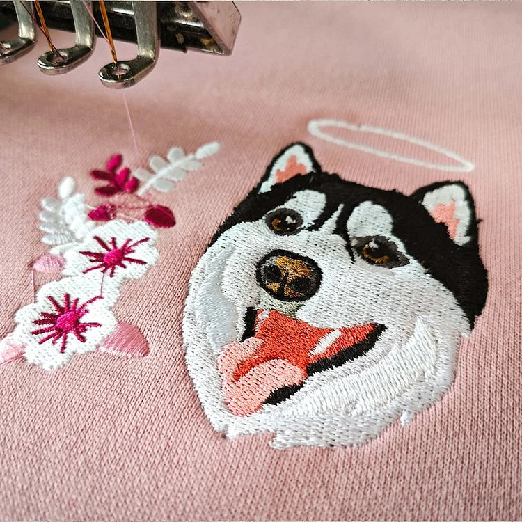 Custom Dog Pet Portrait Embroidered Sweatshirt Hoodie