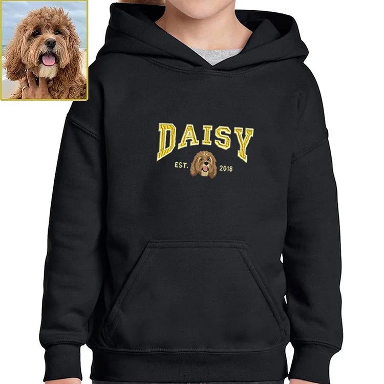 Personalized Embroidered Sweatshirt with Pets Name, Custom Dog Face Hoodie