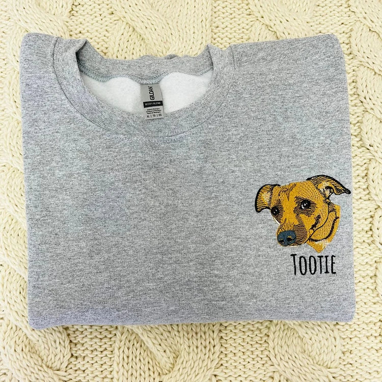 Dog Mom Custom Pet Portrait Sweatshirt Embroidered Hoodie