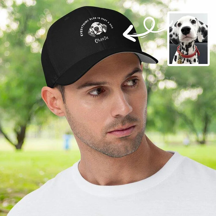 Custom Pet Portrait Embroidered Baseball Cap Funny Quote Hat