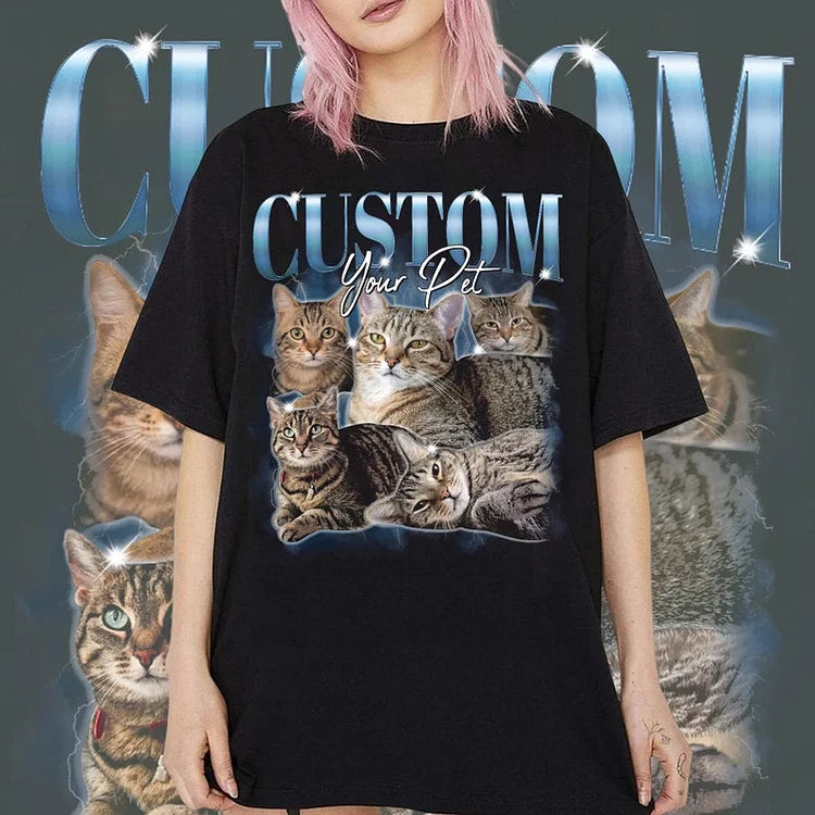 Pet Custom Vintage Washed Shirt Personalize Bootleg Retro 90's Tee Sweatshirt Hoodie