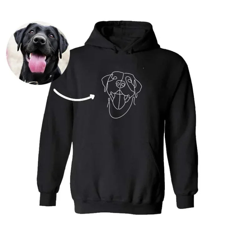 Custom Pet Photo Outline Embroidered Hoodie Crewneck T-shirt