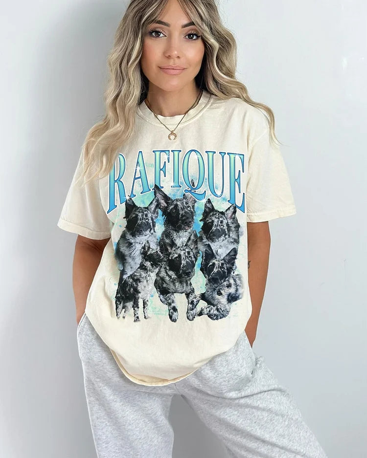 Custom Retro Cat Dog Shirt, Custom Photo Vintage 90s Graphic