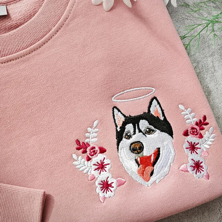 Custom Dog Pet Portrait Embroidered Sweatshirt Hoodie