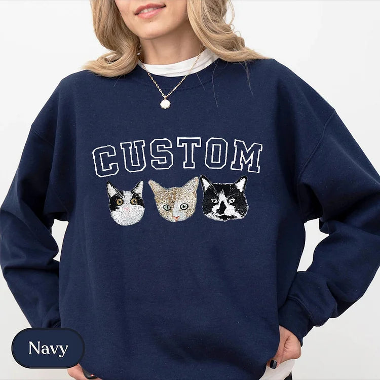 Personalized Pet Photo Embroidered With Custom Text Sweatshirt/Hoodie T-shirt