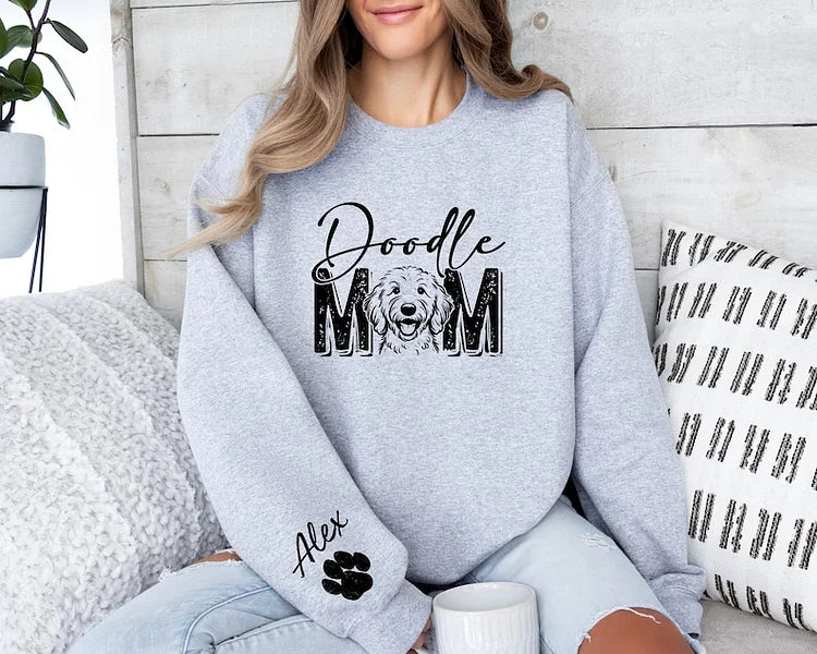 Custom Dog Mom Sweatshirt, Personalized Dog Photo Print T-shirt Sweatshirt Hoodie