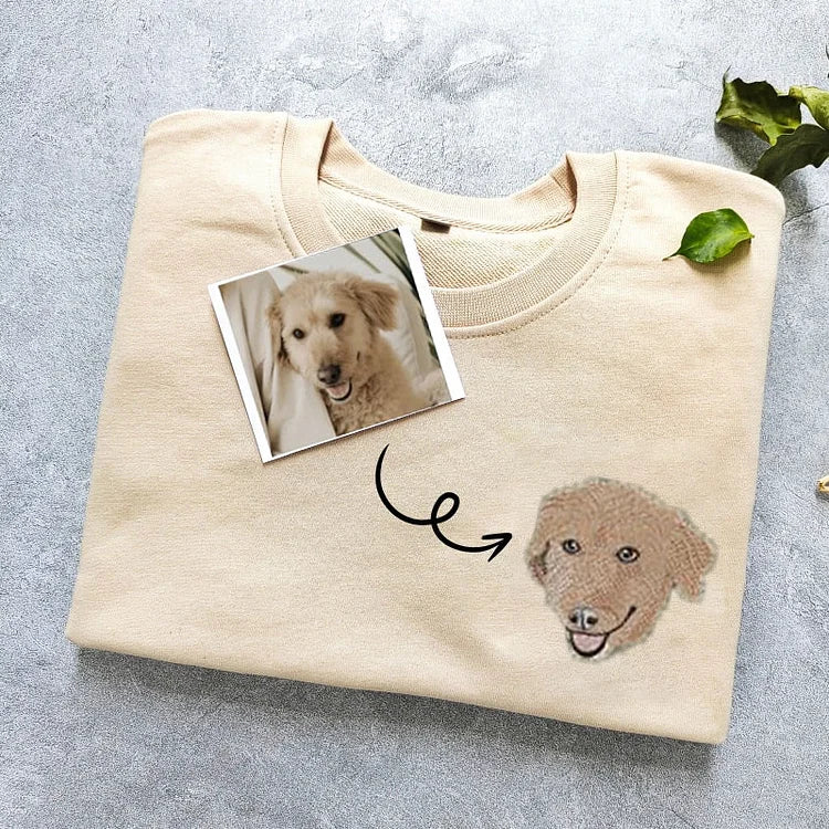 Custom EMBROIDERED Pet Sweatshirt, Pet Face Embroidery T-shirt Hoodie