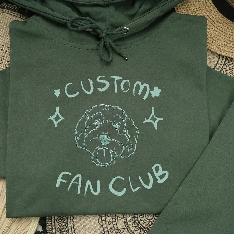 Custom Pet Portrait Outline Embroidered Hoodie T-shirt Sweatshirt