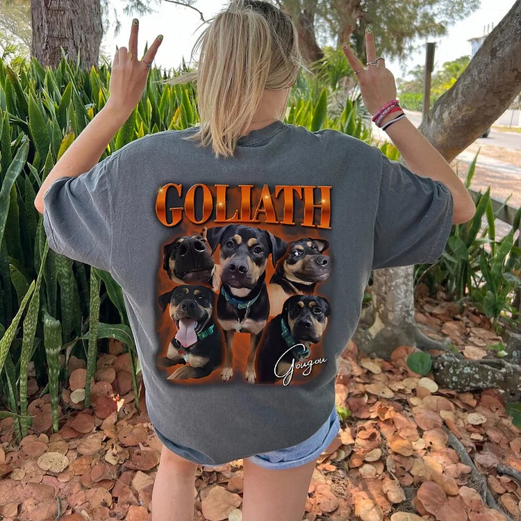 Custom Vintage Pet Photo Printed On Backside Of T-Shirt Sweatshirt Hoodie