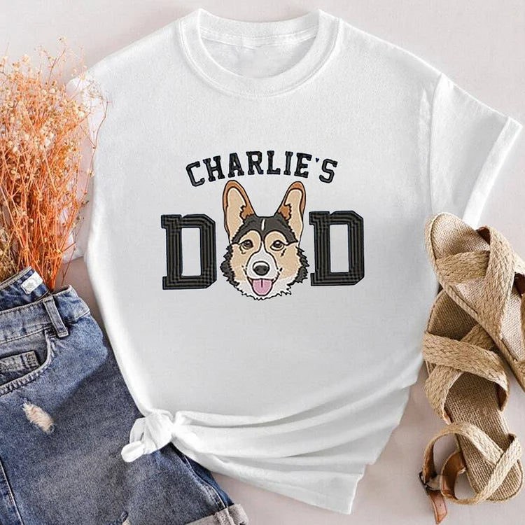 Personalized Embroidered Dog Dad Sweatshirt From Photo- Custom Dog Portrait Embroidered Hoodie