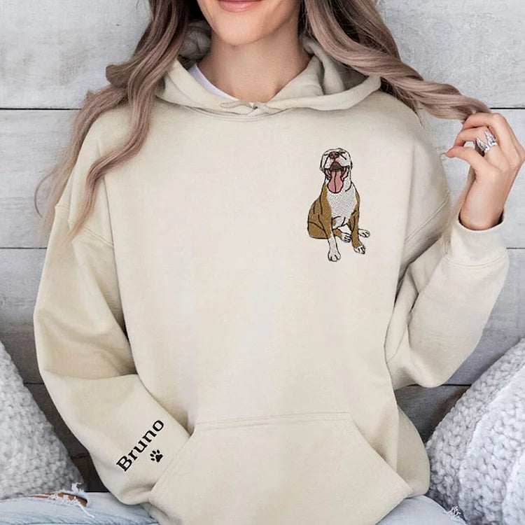 Custom Embroidered Pet Color Photo Embroidery T-shirt Sweatshirt Hoodie