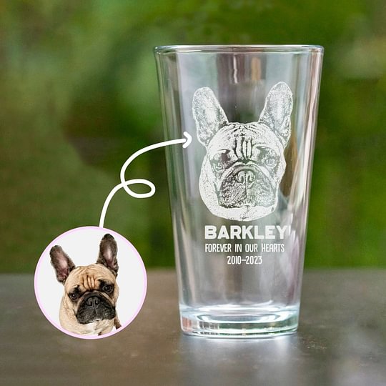 Custom Photo Rock Glass｜Engraved Dog Picture｜Whiskey Glass