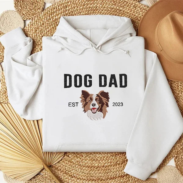 Custom Embroidered Varsity Dog Dad Sweatshirt or Hoodie Portrait from Photo