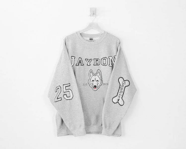 Pet Varsity Sweatshirt Custom Embroidered Pet Sweatshirt College Pet Hoodie