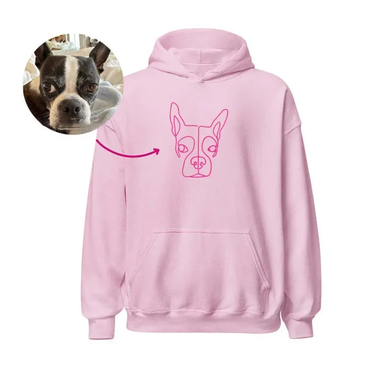 Custom Pet Photo Outline Embroidered Hoodie Crewneck T-shirt