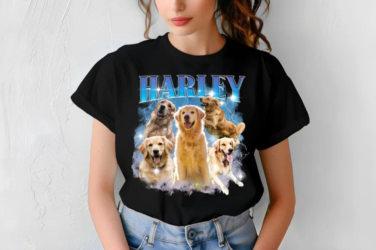 Custom Pet Portrait T-Shirt Vintage Bootleg T-Shirt Sweatshirt Hoodie