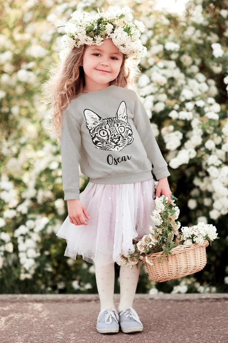 Custom Pet Portrait Printing Sweatshirt for Kids, Dog Sweatshirt Dog Gift for Child