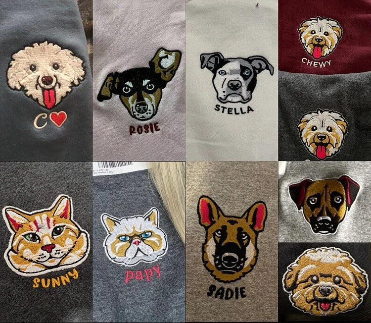 Personalized Embroidered Pet Sweater - Cartoon