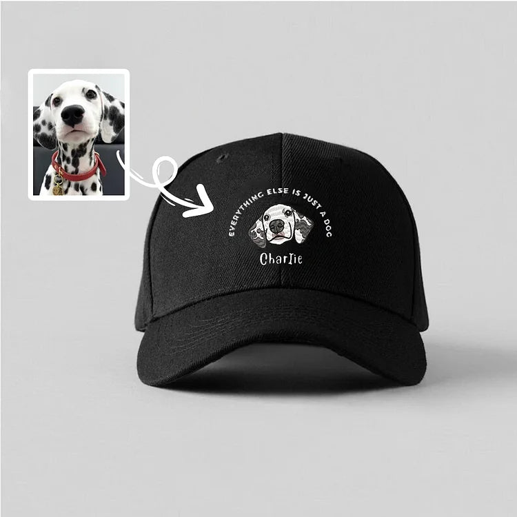 Custom Pet Portrait Embroidered Baseball Cap Funny Quote Hat