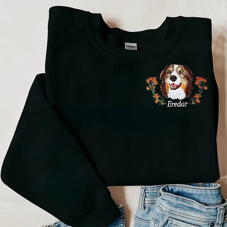 Personalized Pet Portrait Embroidery Sweatshirt Hoodie T-shirt