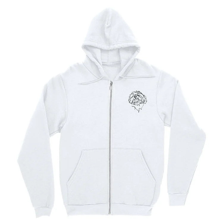 Custom Pet Portrait Outline Zip-Up Hoodie