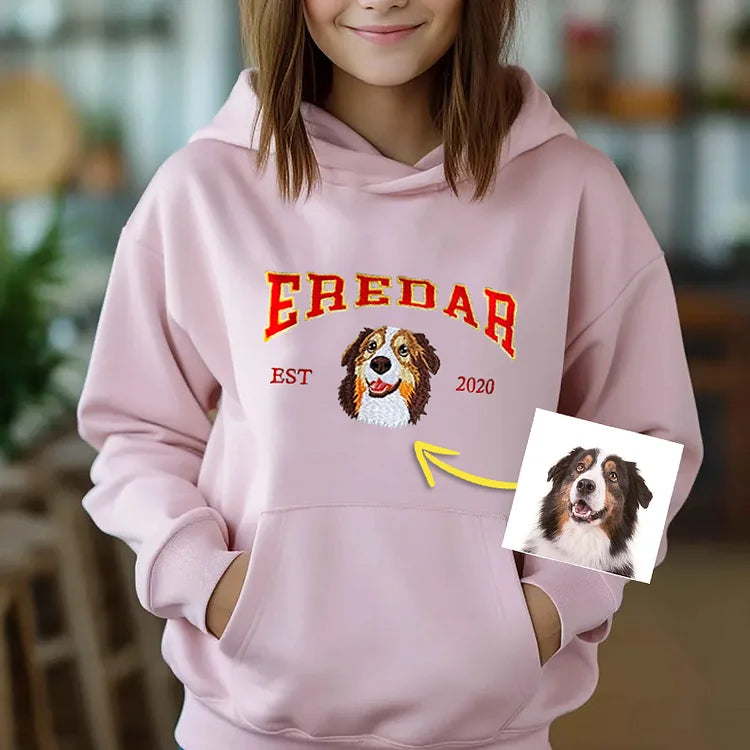 Custom Dog Hoodie Embroidered Dog Name, Personalized Pet Face Sweatshirt