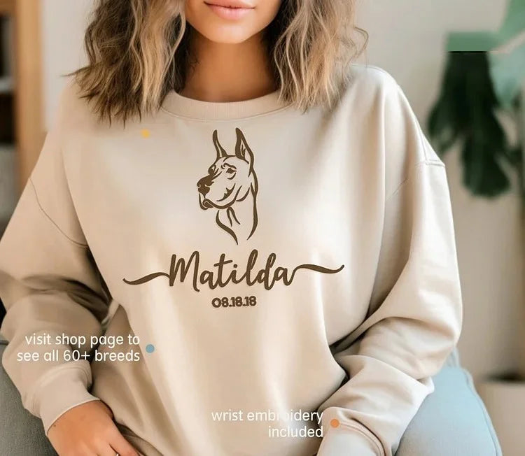 Custom Embroidered Pet Portrait Hoodie/Sweatshirt/T-shirt With Your Pets Name